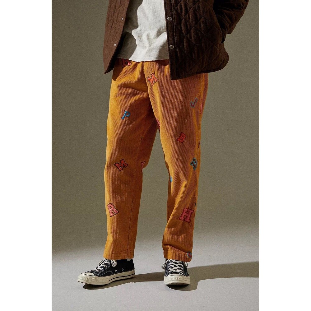 Urban Outfitters Gold Corduroy Pants Alphabet Adult Small Drawstring Pockets
